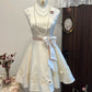 White floral homecoming dress short satin party dress sweet date dress birthday dress nv4261