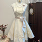 White floral homecoming dress short satin party dress sweet date dress birthday dress nv4261