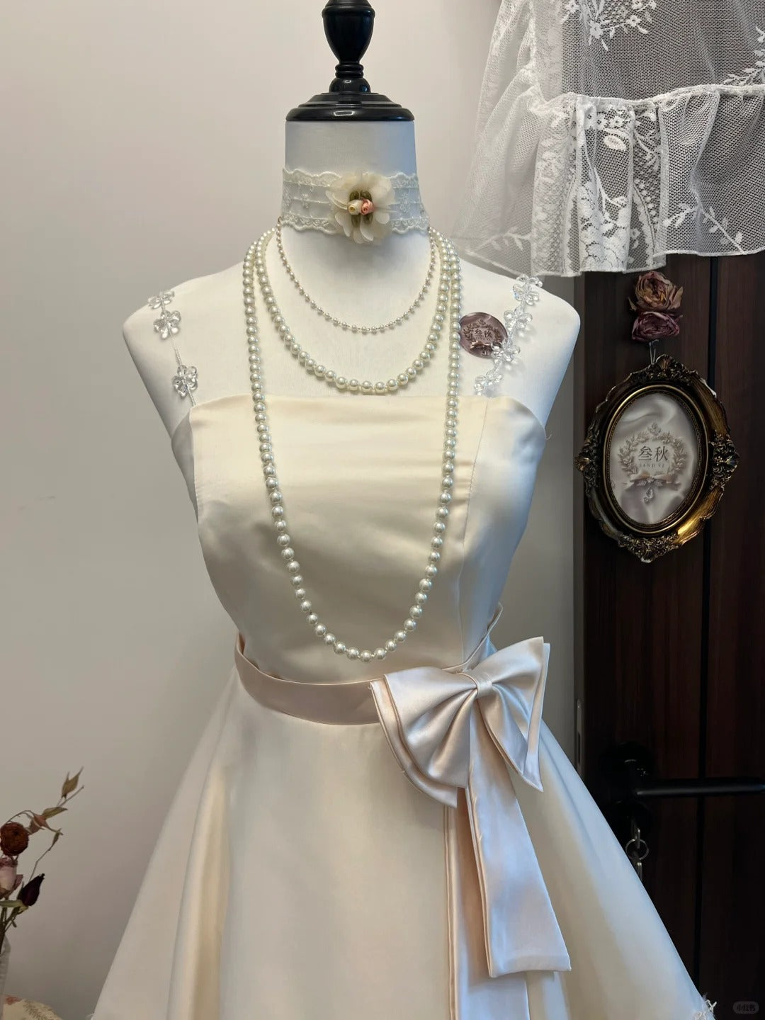 White floral homecoming dress short satin party dress sweet date dress birthday dress nv4261