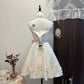 White floral homecoming dress short satin party dress sweet date dress birthday dress nv4261