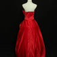 Rot-goldenes, exquisites, perlenbesetztes Satin-Ballkleid im Vintage-Stil, bodenlang, NV5148