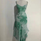 NiceVestidos-- Blue/Green Floral Short Chiffon Homecoming Dress NV5684