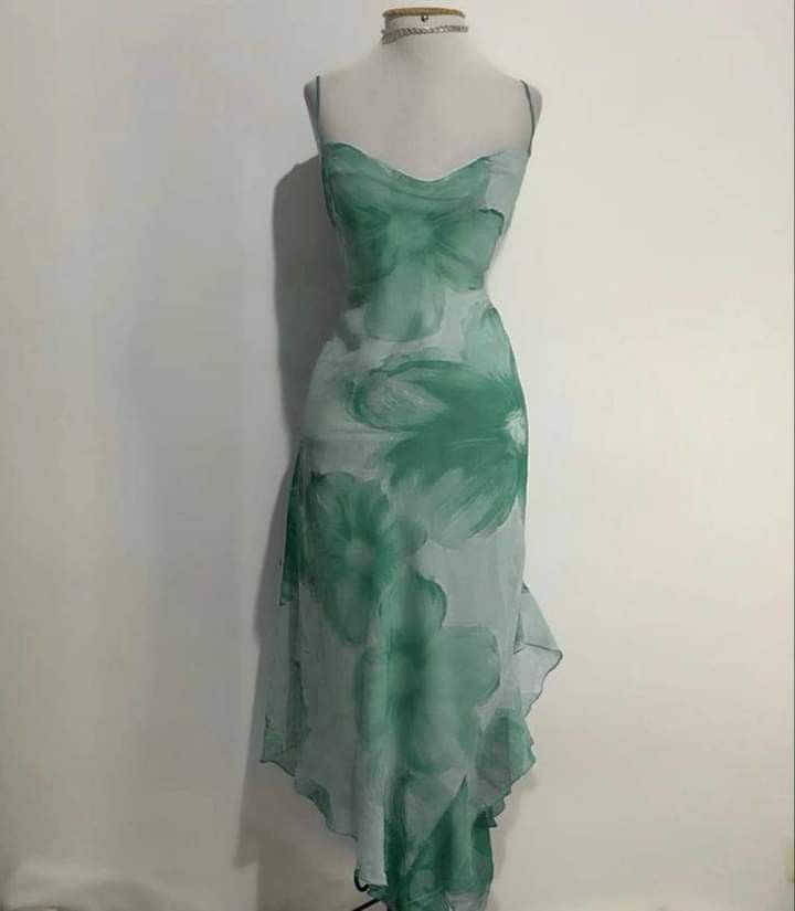 NiceVestidos-- Blue/Green Floral Short Chiffon Homecoming Dress NV5684