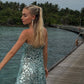 Blue sequined short homecoming dress cocktail party dress nv5188