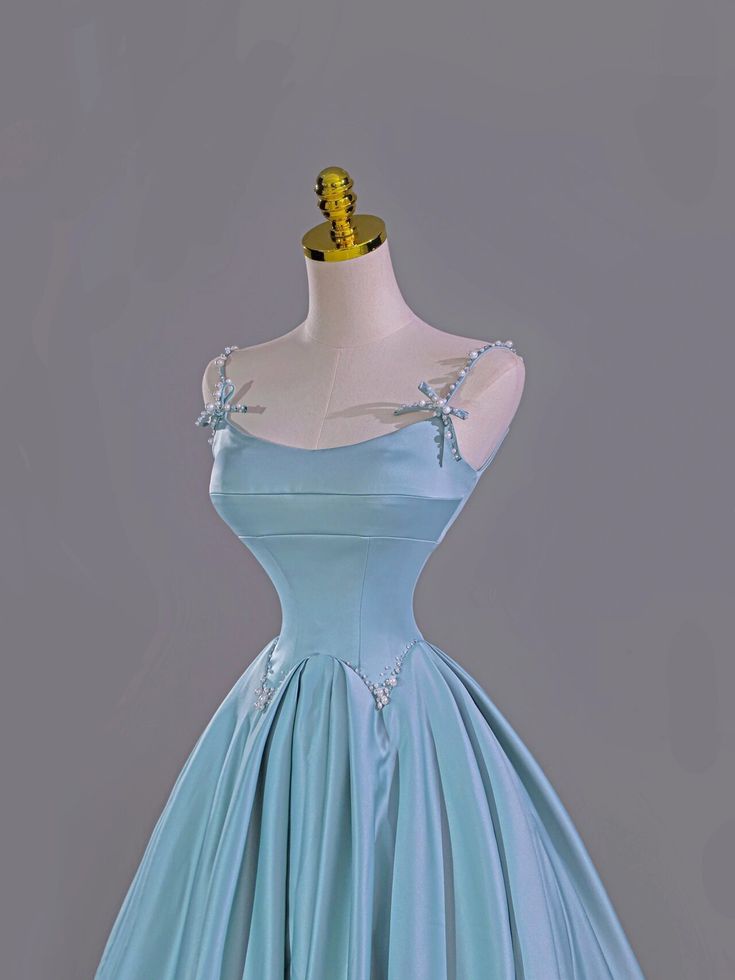 Blue long satin ball gown evening dress party dress nv4861