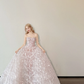 Light Pink Strapless Sweetheart Prom Gown Floral Beaded 3D Feather Sheer Tulle A Line Evening Dress  NV7153