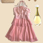 Pink Fashion Sweet Strapless Multi-layer Short Mini Chiffon Birthday A-line Party Dress Homecoming Dress nv3905