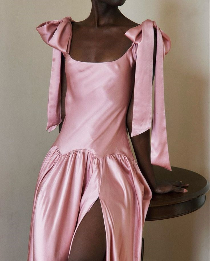 Pink Lazy Fashion Elegant Square Neck Spaghetti Straps Long Satin Ball Gown Evening Gown Wedding Guest Party Dress Prom Gown nv4027