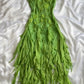 Green shiny fashion exquisite floral beading spaghetti straps long chiffon ruffles long ball gown evening dress party dress nv3578