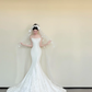 White Strapless Satin Mermaid Wedding Gown, 3D Flower Appliques Bridal Dress  NV7439