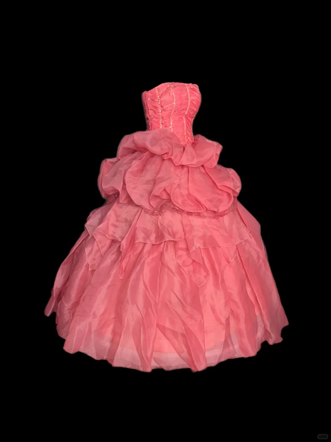 Rosa Perlenbesetztes elegantes langes Ballkleid aus Tüll nv4920