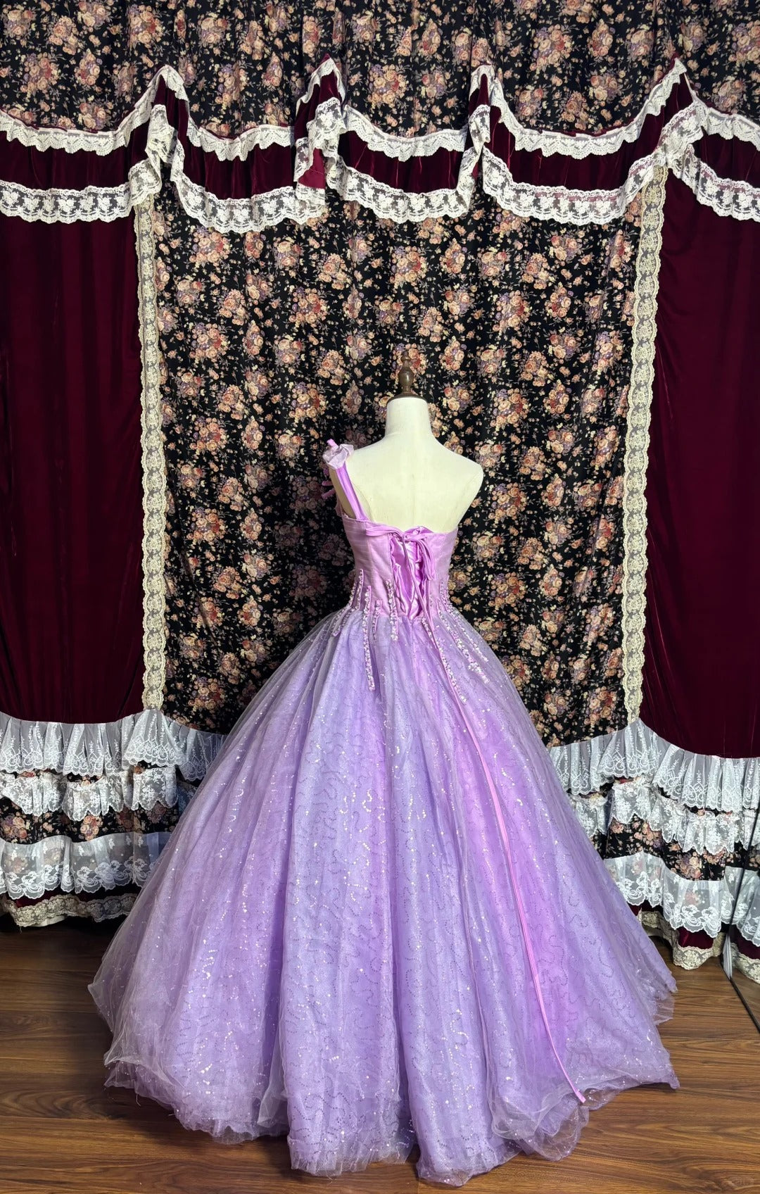 Robe de soirée longue en tulle violet scintillant, élégante et exquise, à fleurs et perles, longueur au sol, robe de bal, robe de soirée, nv4013