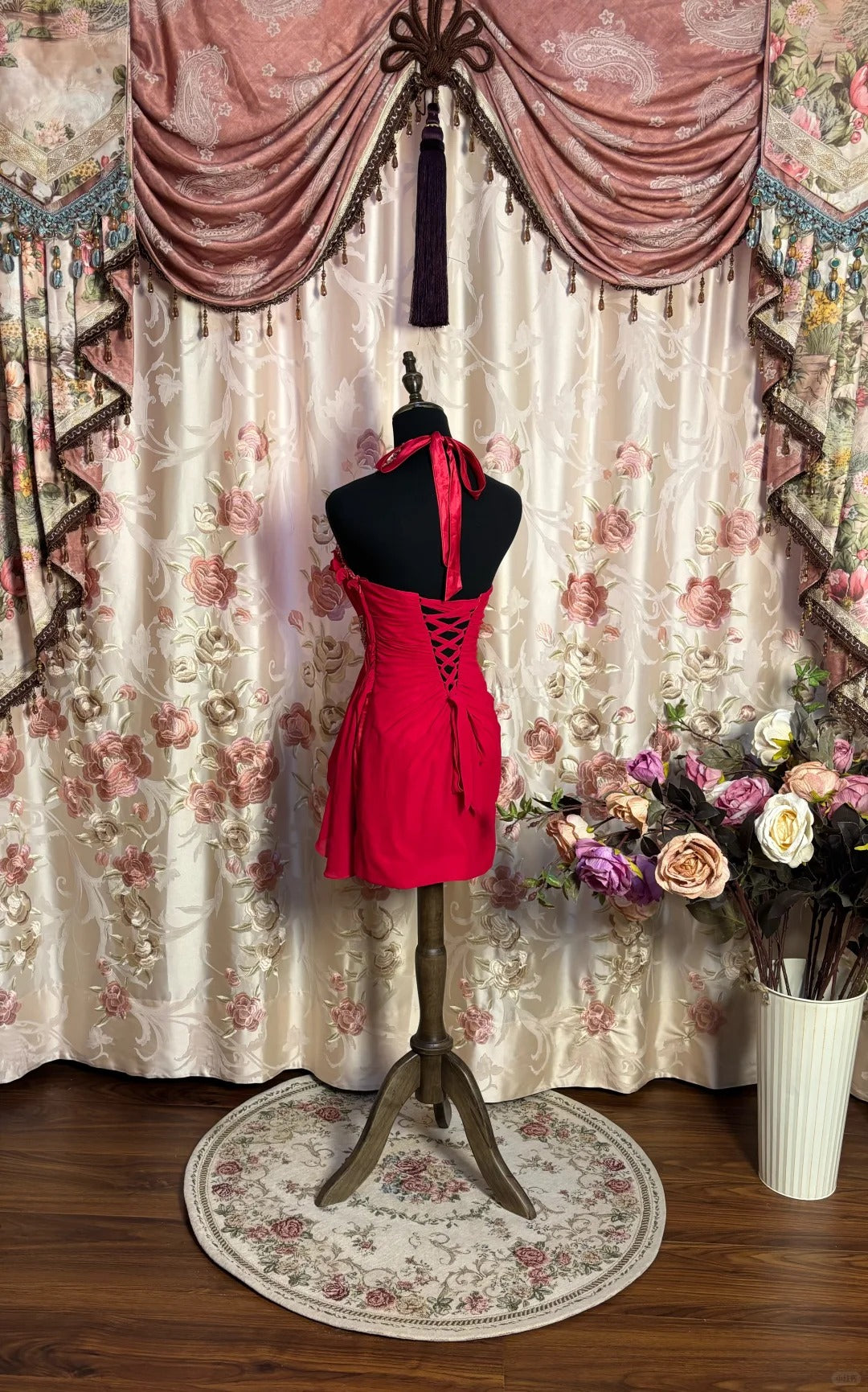 Rotes funkelndes Fee-Elegantes zartes Perlen-Schmetterlings-Kurzes Chiffon-Tüll-Heimkehrkleid-Abschlussballkleid-Abendkleid-Partykleid-Abschlussballkleid nv4014