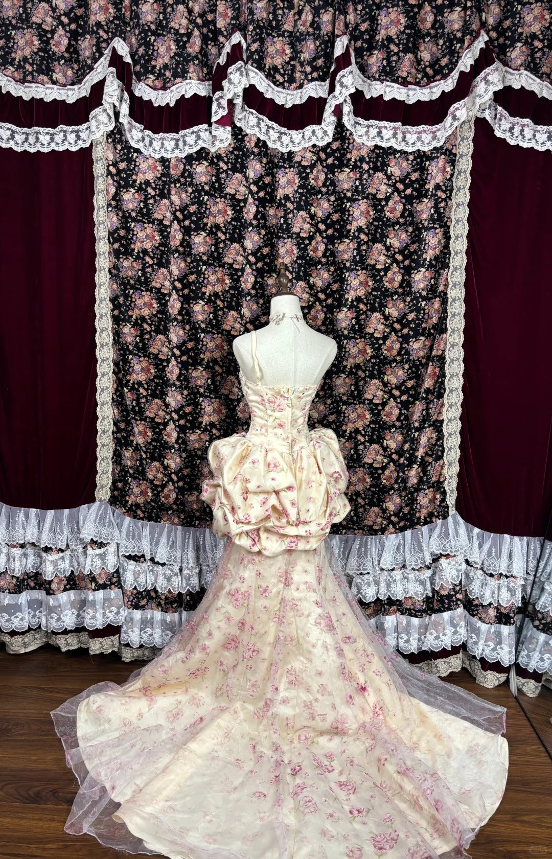 Robe de soirée longue en satin et tulle à fleurs roses, élégante, robe de bal, robe de quinceanera, nv4642