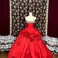 Robe de soirée longue en satin à fleurs rouges, robe de princesse, robe de bal, robe de quinceanera, nv4653