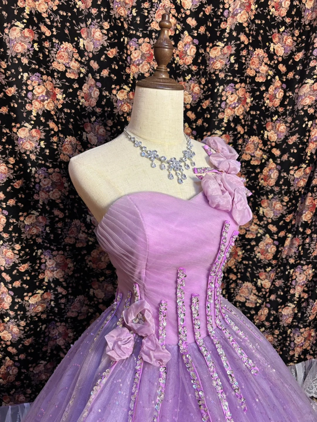 Robe de soirée longue en tulle violet scintillant, élégante et exquise, à fleurs et perles, longueur au sol, robe de bal, robe de soirée, nv4013