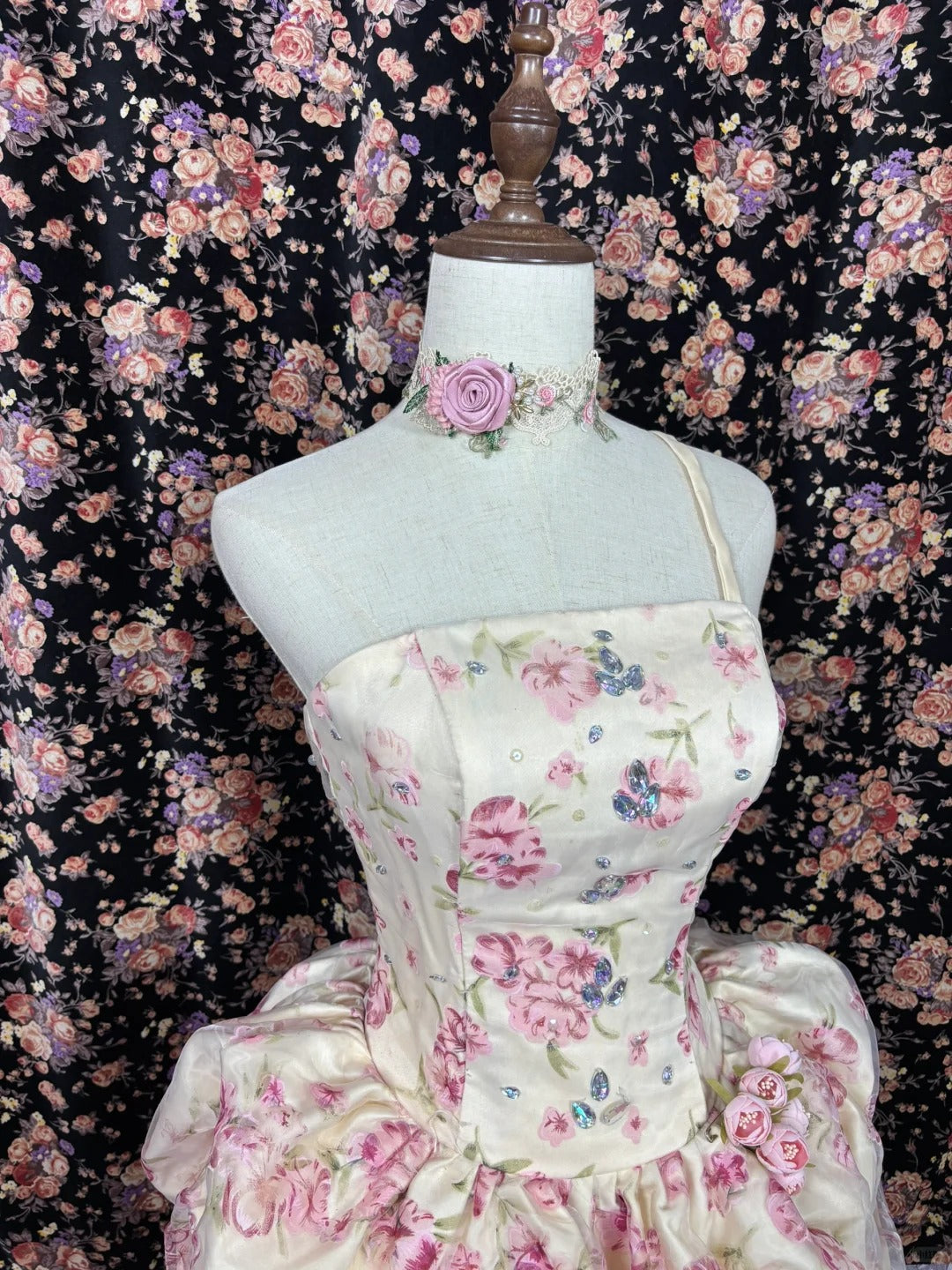 Robe de soirée longue en satin et tulle à fleurs roses, élégante, robe de bal, robe de quinceanera, nv4642