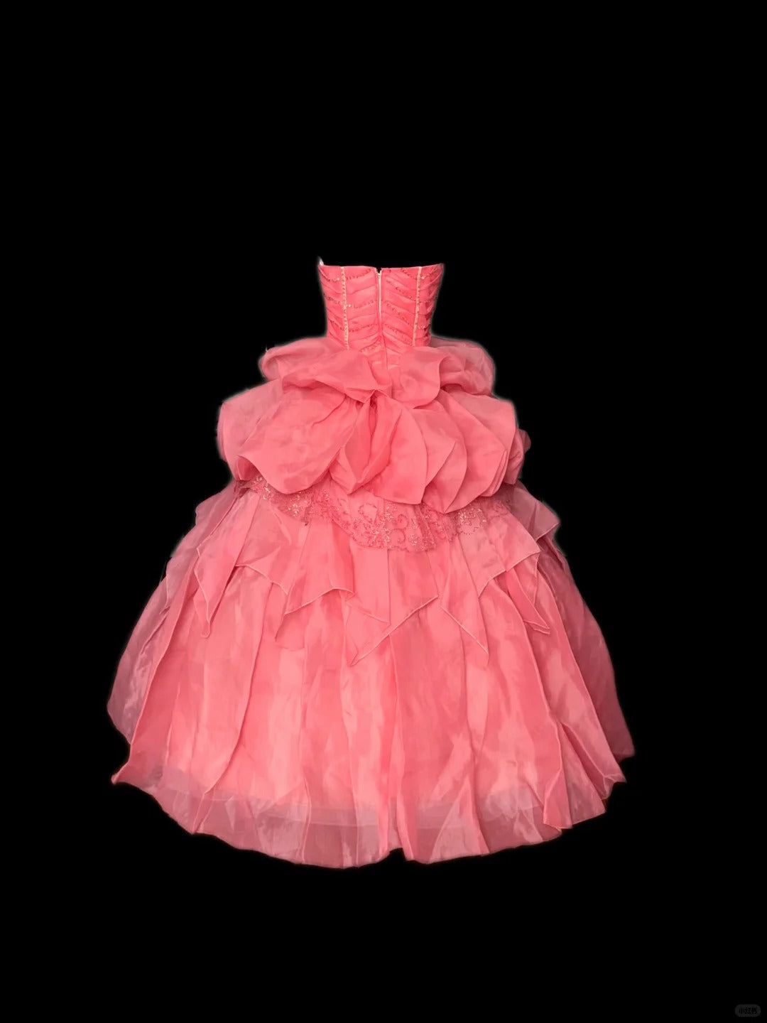 Rosa Perlenbesetztes elegantes langes Ballkleid aus Tüll nv4920