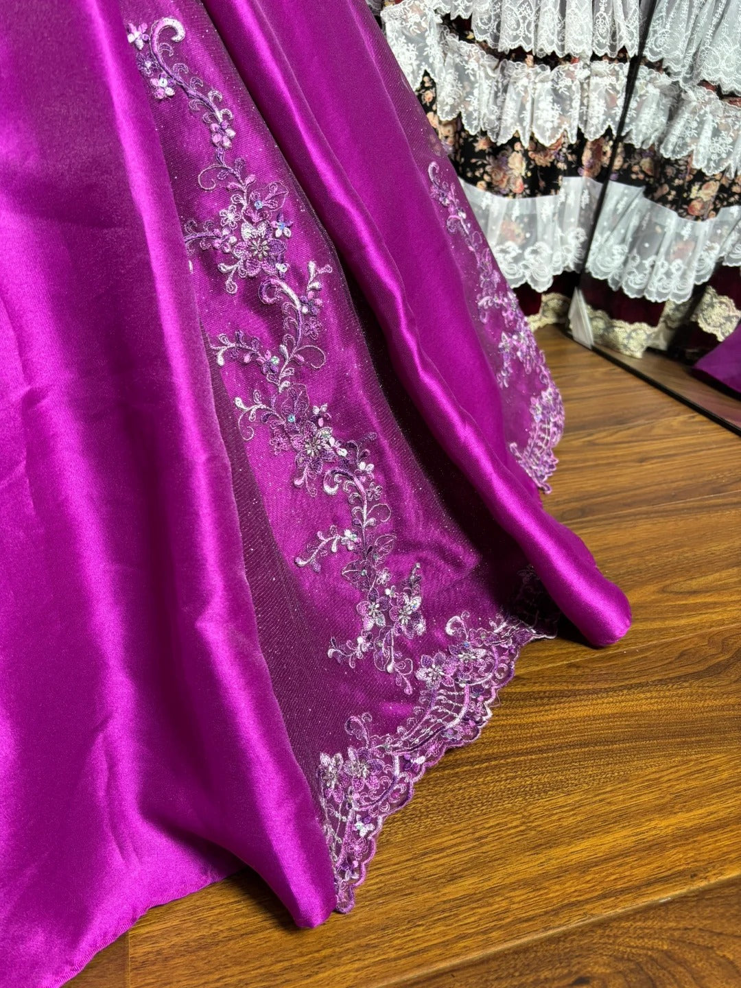 Purple Sequin Beading Elegant Exquisite Long Floor Length Ball Gown Evening Dress nv4177