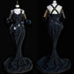 Black Vintage Fashion Gorgeous Floral Delicate Beads Long Mermaid Slim Satin Ball Gown Evening Gown nv4059