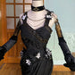 Black Vintage Fashion Gorgeous Floral Delicate Beads Long Mermaid Slim Satin Ball Gown Evening Gown nv4059