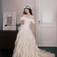 Sweetheart Off Shoulder Ruffle Tulle Bridal Gown, A Line Wedding Dress  NV7294