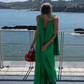 Elegant green/pink long satin prom dress nv5320