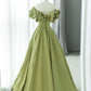 Grünes langes Ballkleid aus Satin in A-Linie, nv2164