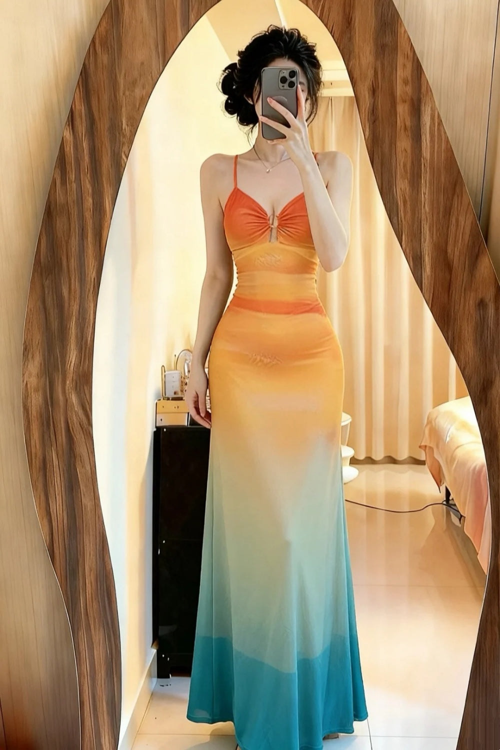 NiceVestidos-_Abendkleid, orange-blaues, farbverlaufendes langes Partykleid NV5986
