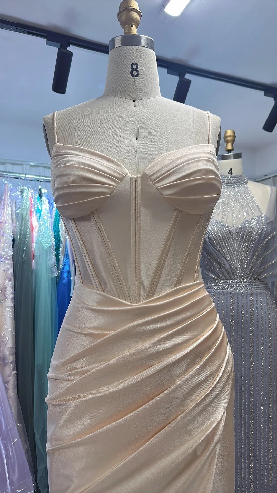 New fashionable long satin slim-fit evening dress, bridesmaid dress, graduation dress NV6636