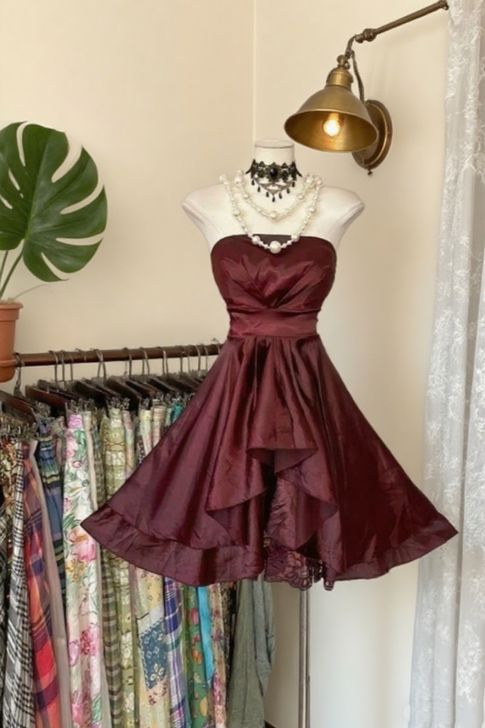 Vintage Hepburn Style Black Strapless Mini Dress - Ruffled Hem Sweet Party Gown NV6756