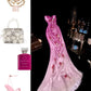 Dark Pink Fashion Beaded Long Tulle Satin Ball Gown Evening Dress nv5253