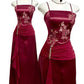 Burgunderrotes Ballkleid, lang, Satin, formelles Abendkleid, Abendkleid, Partykleid, nv4162