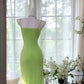 Green Beaded Long Chiffon Mermaid Dress Vintage Party Dress Evening Gown Prom Dress nv4325