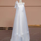 White floral fairy long chiffon ball gown, evening gown nv5076