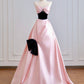 Pink Bow Long Satin Ball Gown Evening Dress nv4943