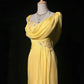 Yellow Beaded Elegant Long Chiffon Prom Dres Evening Gown nv4931