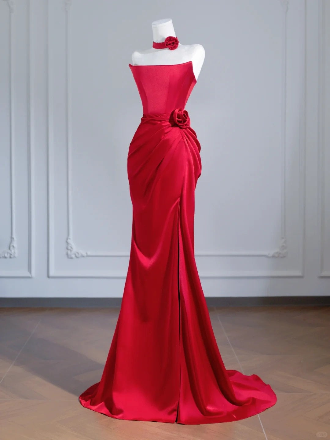 Red Fashion Long Satin Prom Dress Evening Dress Party Dress nv4959