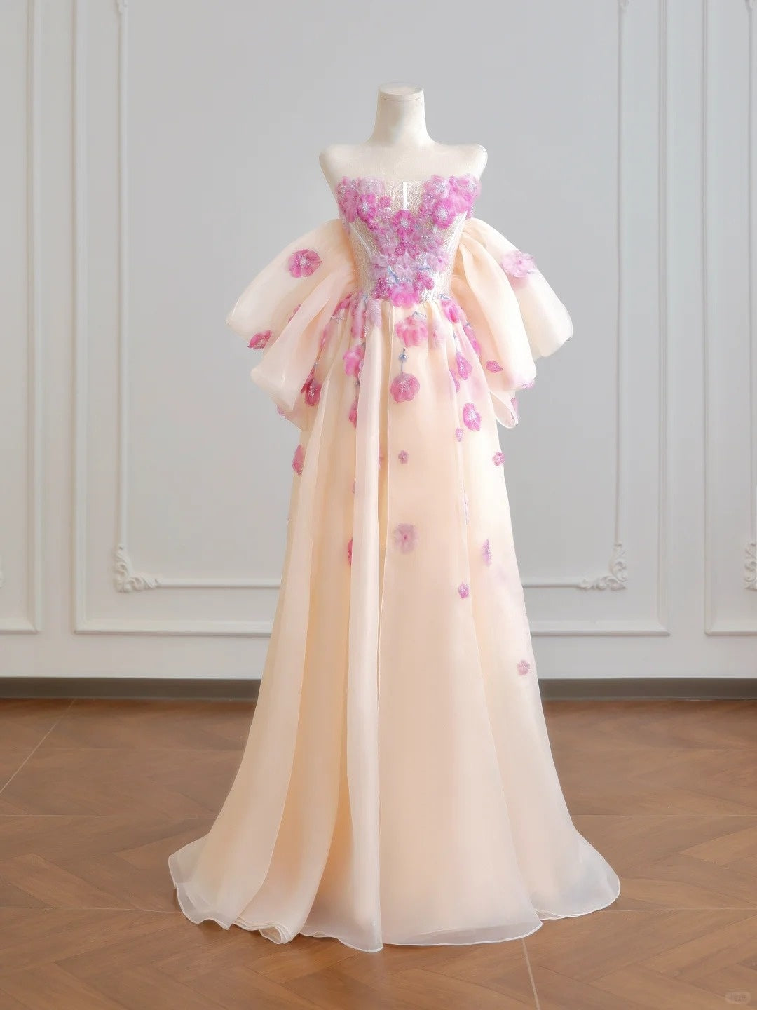 Robe de bal en tulle fleuri rose et violet nv5048