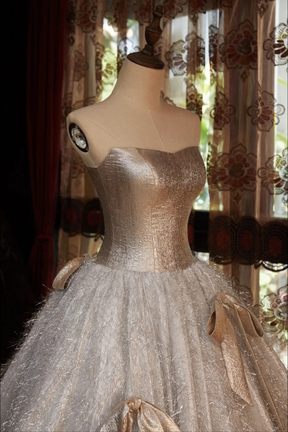 Starlight Gold Sparkling Long Princess Gown NV6535