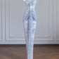 Silver Fashion Long Sequin Bodycon Prom Dress Evening Dress Party Dress nv4958