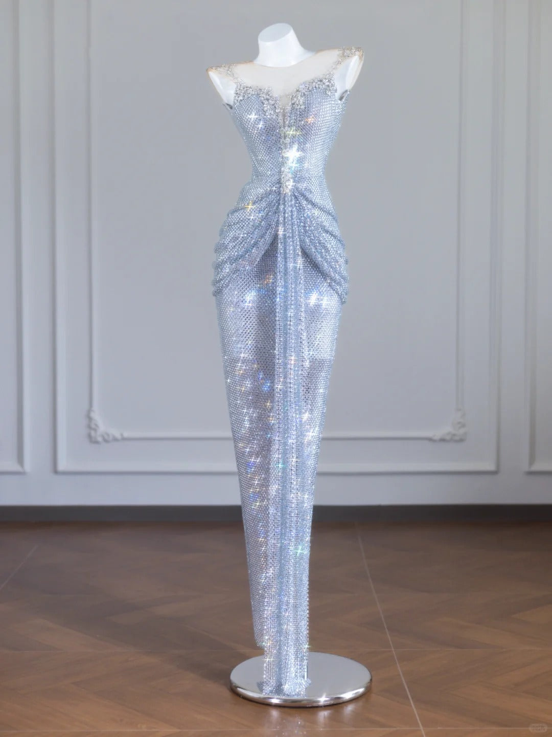 Silver Fashion Long Sequin Bodycon Prom Dress Evening Dress Party Dress nv4958