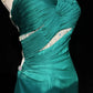 Green rhinestone beads elegant long satin Prom Dres evening gown nv4930