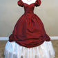 Burgundy A-line Short Sleeve Satin Princess Dress Ball Gown Evening Dress nv1905