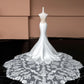 White Elegant Fashion Long Lace Satin Oversized Mermaid Slim Prom Dress Evening Dress Party Dress Wedding Dress nv4742