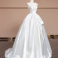 Robe de mariée, robe de bal et robe de soirée longue en satin blanc, élégante et simple. nv5078