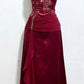Burgunderrotes Ballkleid, lang, Satin, formelles Abendkleid, Abendkleid, Partykleid, nv4162