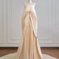 Off-white Fashion Lazy Long Satin Ball Gown Evening Dress nv4944