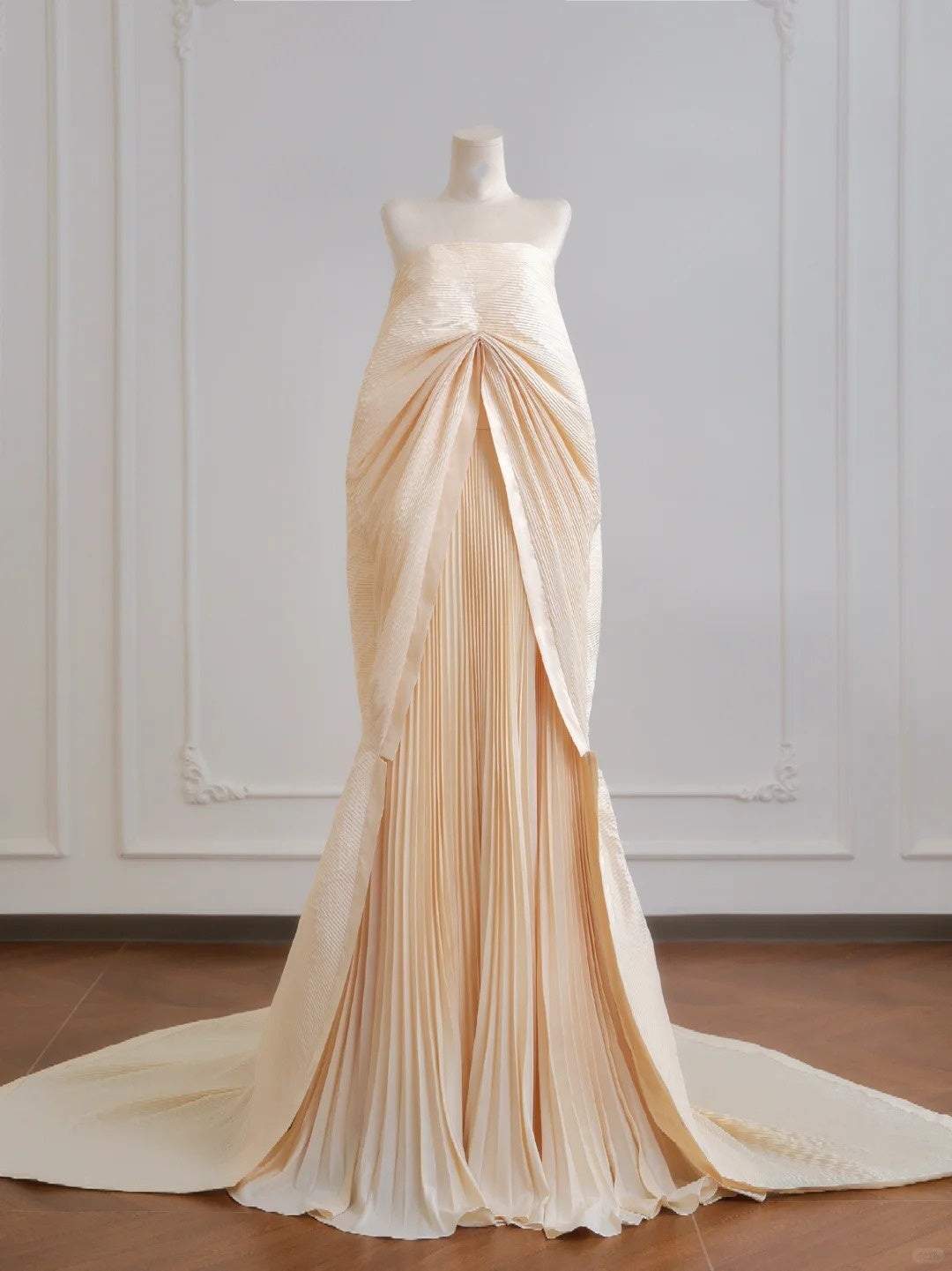 Off-white Fashion Lazy Long Satin Ball Gown Evening Dress nv4944