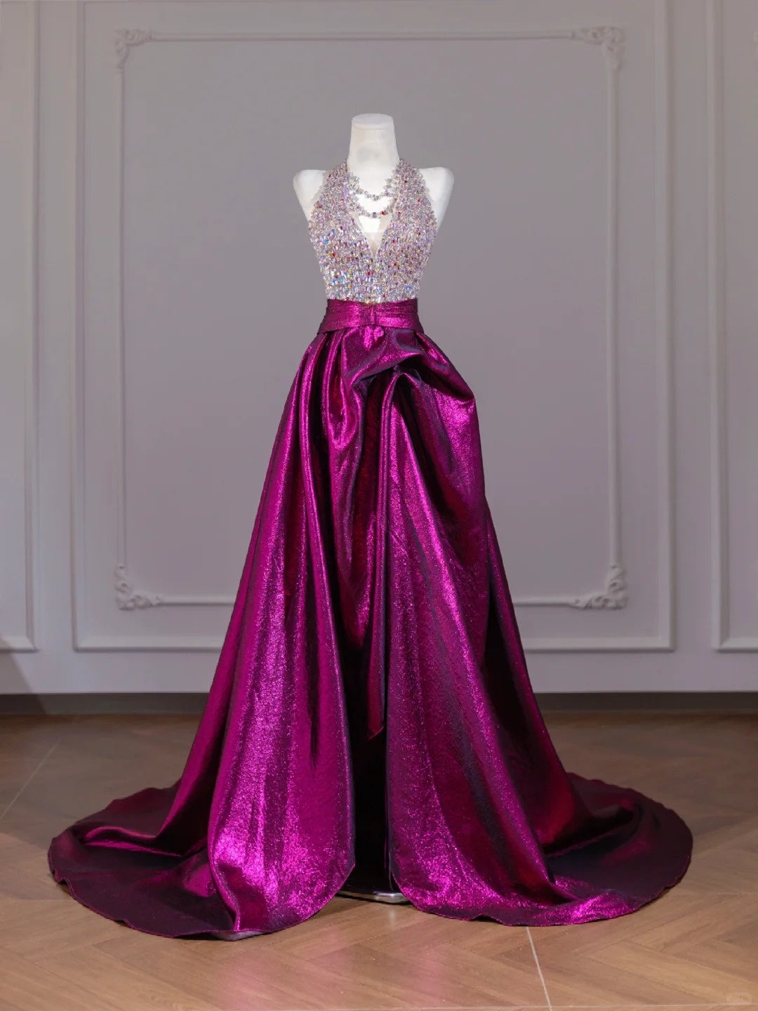 Purple Sparkling Beaded Long Floor-Length Prom Dress nv4967